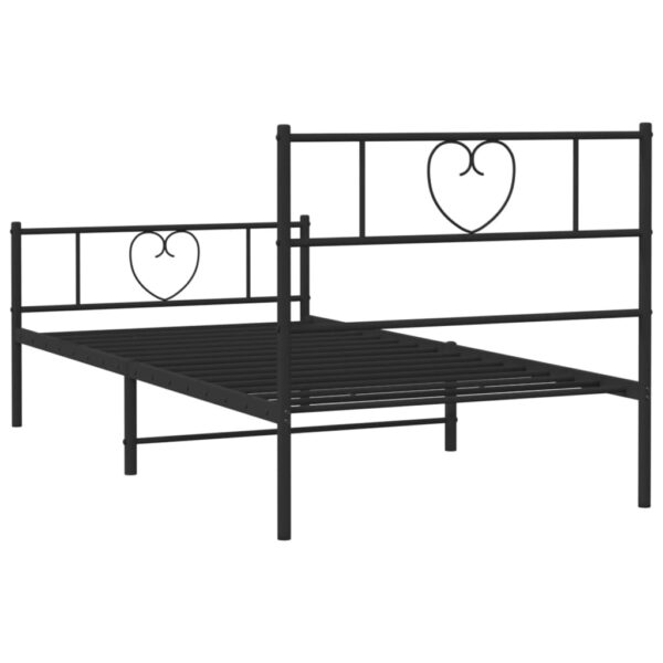 vidaXL Metal Bed Frame with Headboard and Footboard Black 39.4"x74.8" Twin - Image 7