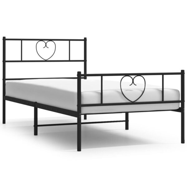 vidaXL Metal Bed Frame with Headboard and Footboard Black 39.4"x78.7" - Image 2