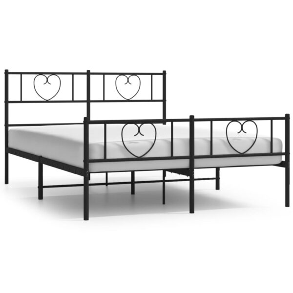 vidaXL Metal Bed Frame with Headboard and Footboard Black 53.1"x74.8" - Image 2