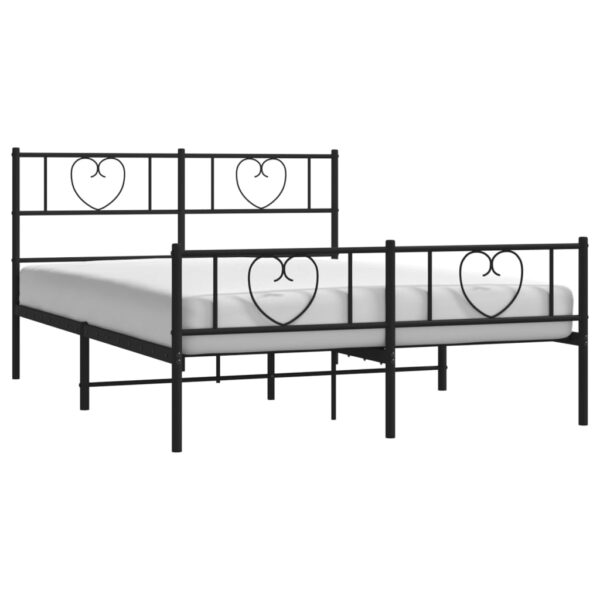 vidaXL Metal Bed Frame with Headboard and Footboard Black 53.1"x74.8" - Image 3