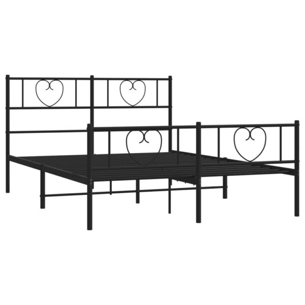 vidaXL Metal Bed Frame with Headboard and Footboard Black 53.1"x74.8" - Image 4