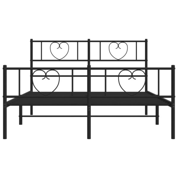 vidaXL Metal Bed Frame with Headboard and Footboard Black 53.1"x74.8" - Image 5