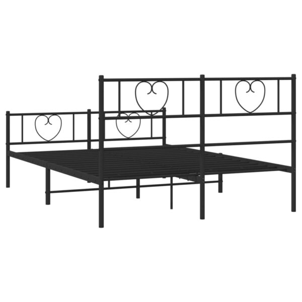 vidaXL Metal Bed Frame with Headboard and Footboard Black 53.1"x74.8" - Image 7