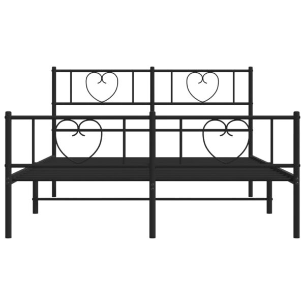 vidaXL Metal Bed Frame with Headboard and Footboard Black 59.1"x78.7" - Image 5