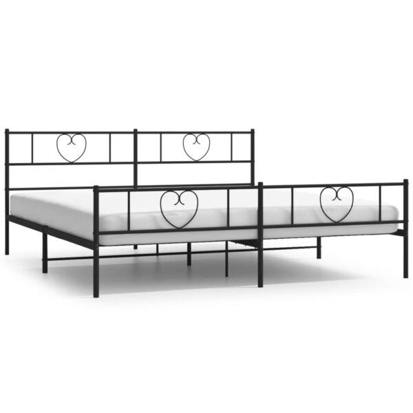 vidaXL Metal Bed Frame with Headboard&Footboard Black 72"x83.9" California King - Image 2