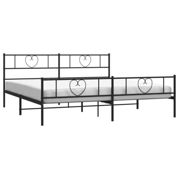 vidaXL Metal Bed Frame with Headboard&Footboard Black 72"x83.9" California King - Image 3