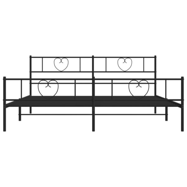 vidaXL Metal Bed Frame with Headboard&Footboard Black 72"x83.9" California King - Image 5