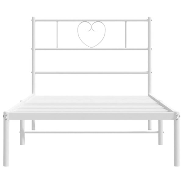 vidaXL Metal Bed Frame with Headboard White 39.4"x74.8" Twin - Image 4