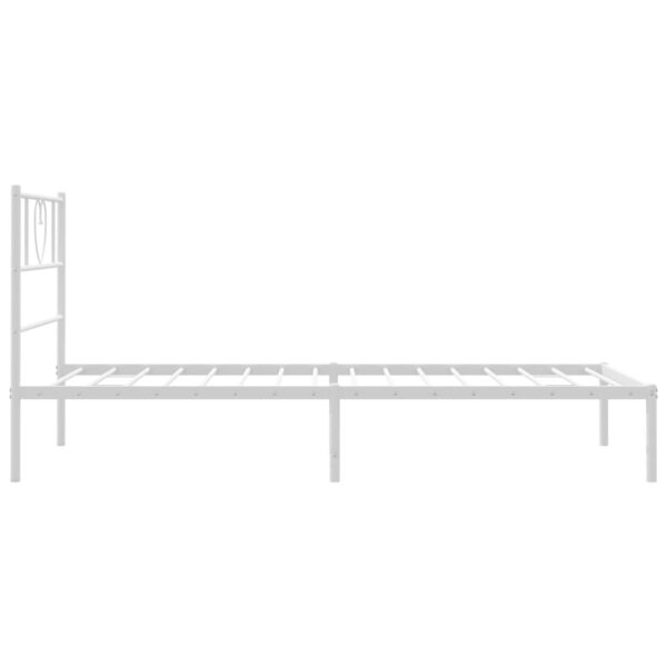 vidaXL Metal Bed Frame with Headboard White 39.4"x74.8" Twin - Image 6