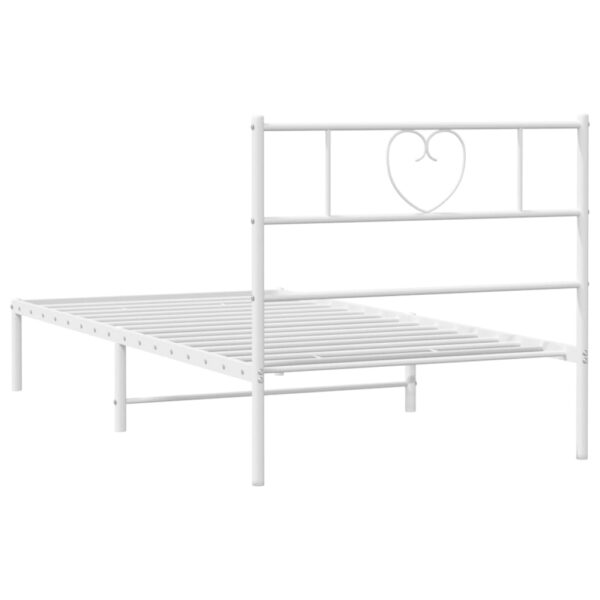 vidaXL Metal Bed Frame with Headboard White 39.4"x74.8" Twin - Image 7