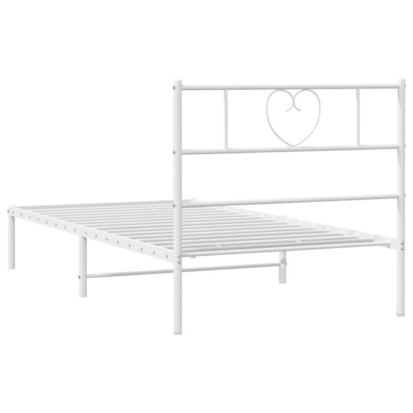 vidaXL Metal Bed Frame with Headboard White 39.4"x78.7" - Image 7