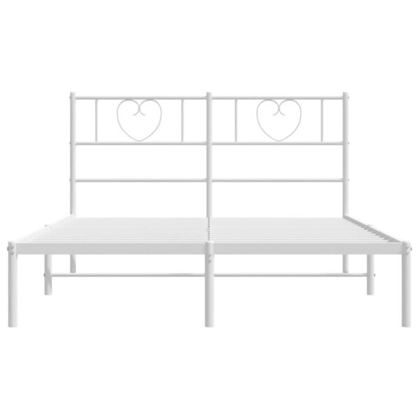 vidaXL Metal Bed Frame with Headboard White 53.1"x74.8" - Image 4