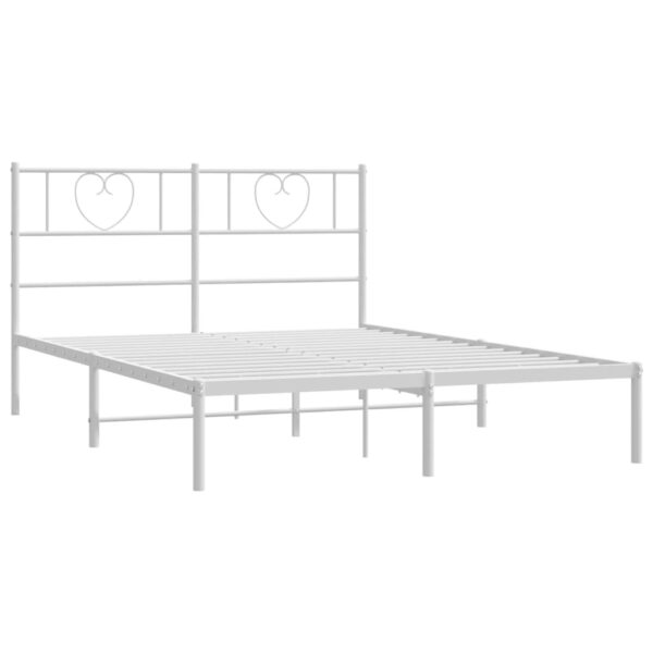 vidaXL Metal Bed Frame with Headboard White 53.1"x74.8" - Image 5