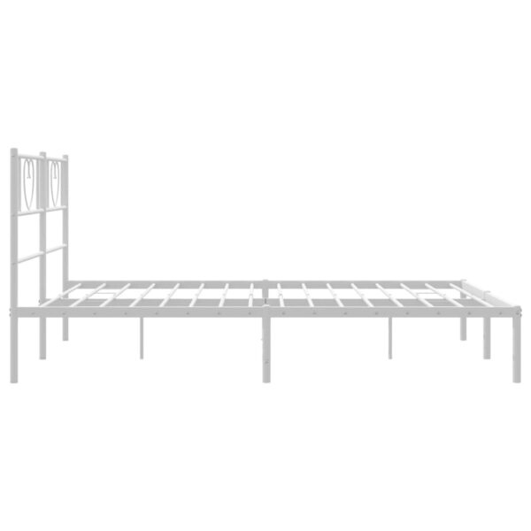 vidaXL Metal Bed Frame with Headboard White 53.1"x74.8" - Image 6