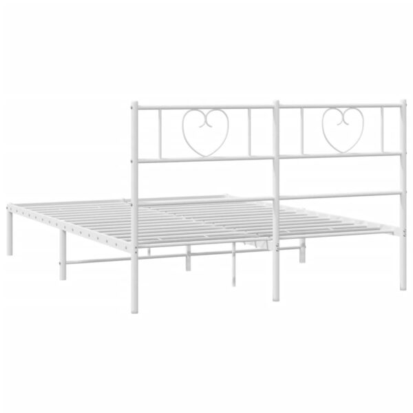 vidaXL Metal Bed Frame with Headboard White 53.1"x74.8" - Image 7