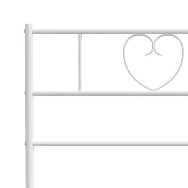 vidaXL Metal Bed Frame with Headboard White 53.1"x74.8" - Image 8