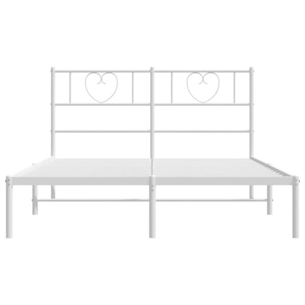 vidaXL Metal Bed Frame with Headboard White 59.1"x78.7" - Image 4