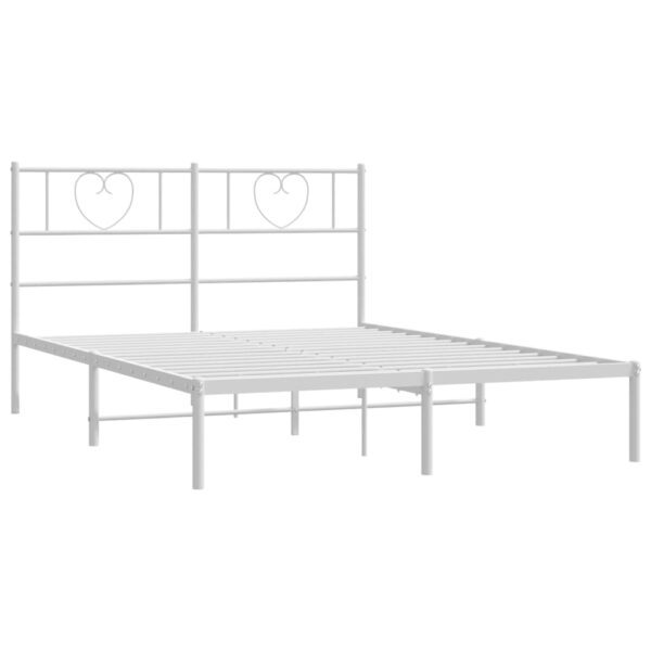 vidaXL Metal Bed Frame with Headboard White 59.1"x78.7" - Image 5