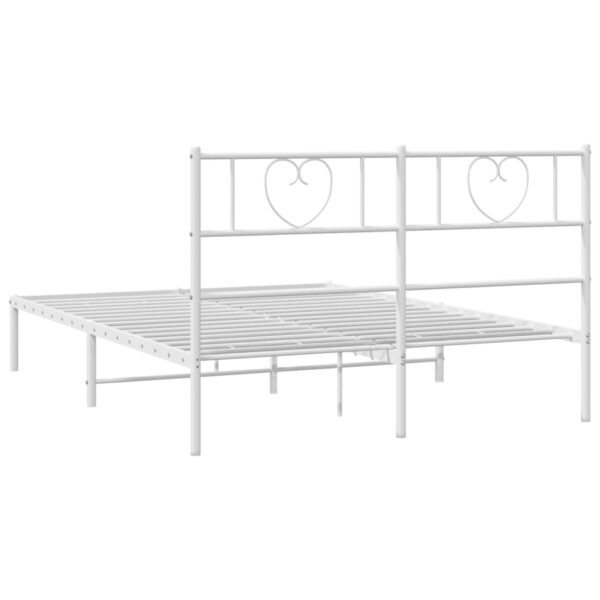 vidaXL Metal Bed Frame with Headboard White 59.1"x78.7" - Image 7