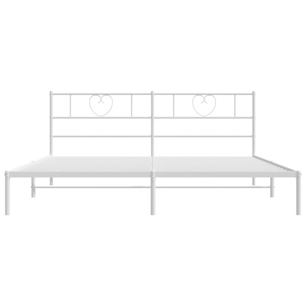 vidaXL Metal Bed Frame with Headboard White 72"x83.9" California King - Image 4