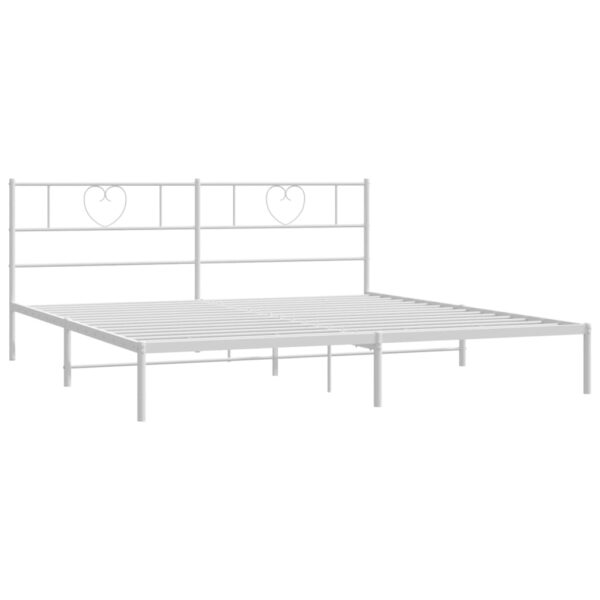 vidaXL Metal Bed Frame with Headboard White 72"x83.9" California King - Image 5