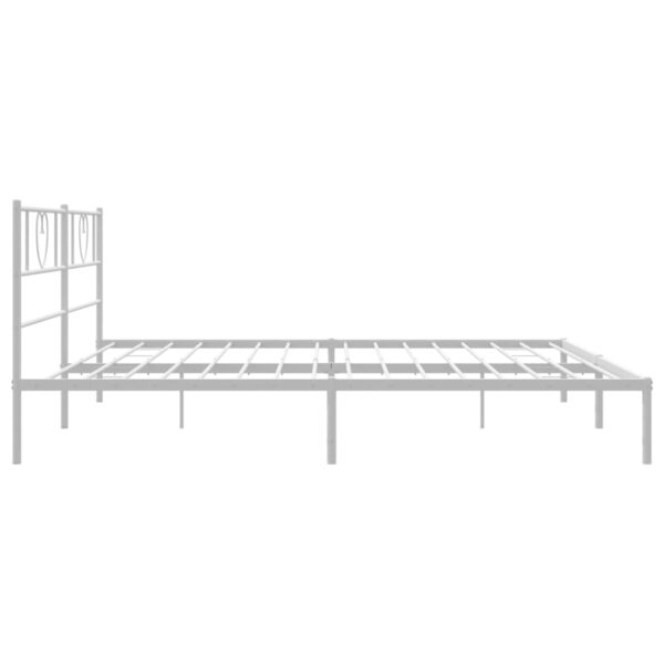 vidaXL Metal Bed Frame with Headboard White 72"x83.9" California King - Image 6