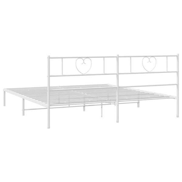 vidaXL Metal Bed Frame with Headboard White 72"x83.9" California King - Image 7