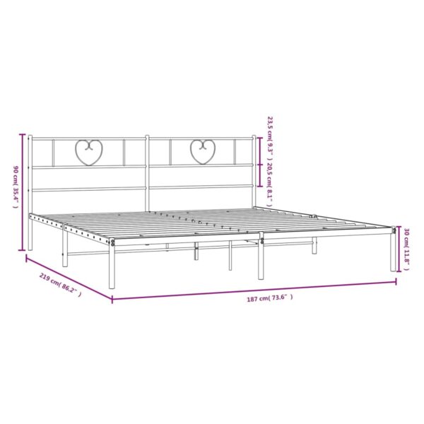 vidaXL Metal Bed Frame with Headboard White 72"x83.9" California King - Image 9