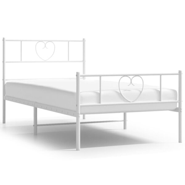 vidaXL Metal Bed Frame with Headboard and Footboard White 39.4"x74.8" Twin - Image 2