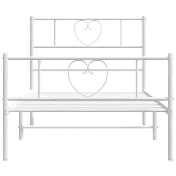 vidaXL Metal Bed Frame with Headboard and Footboard White 39.4"x74.8" Twin - Image 4