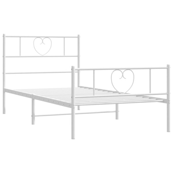 vidaXL Metal Bed Frame with Headboard and Footboard White 39.4"x74.8" Twin - Image 5