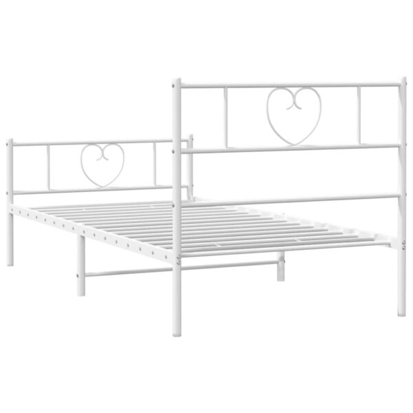 vidaXL Metal Bed Frame with Headboard and Footboard White 39.4"x74.8" Twin - Image 7