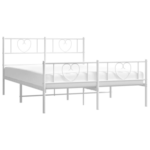 vidaXL Metal Bed Frame with Headboard and Footboard White 53.1"x74.8" - Image 3