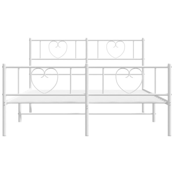 vidaXL Metal Bed Frame with Headboard and Footboard White 53.1"x74.8" - Image 4