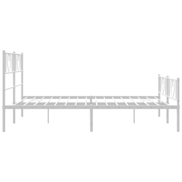 vidaXL Metal Bed Frame with Headboard and Footboard White 53.1"x74.8" - Image 6