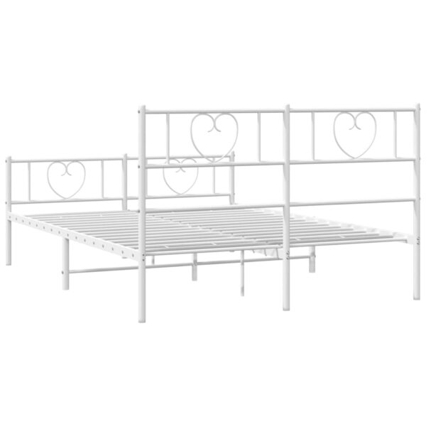 vidaXL Metal Bed Frame with Headboard and Footboard White 53.1"x74.8" - Image 7