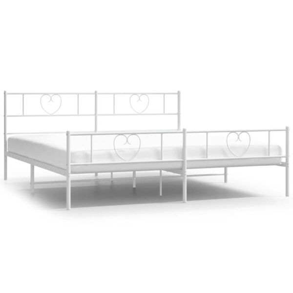 vidaXL Metal Bed Frame with Headboard&Footboard White 72"x83.9" California King - Image 2