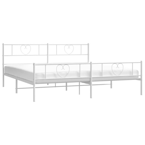 vidaXL Metal Bed Frame with Headboard&Footboard White 72"x83.9" California King - Image 3