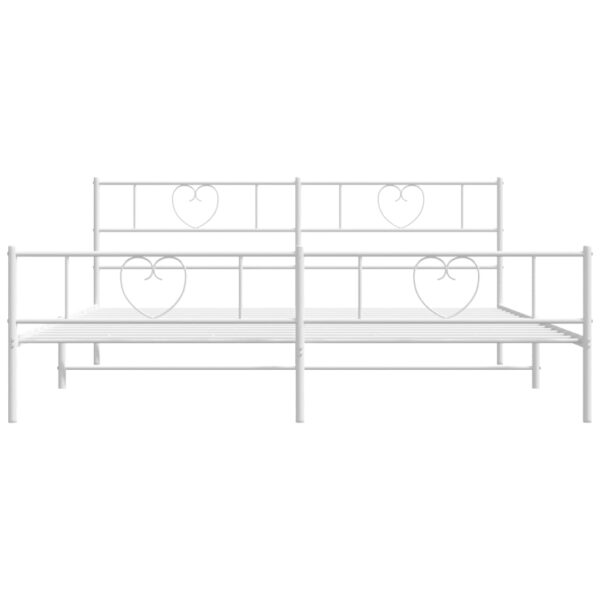 vidaXL Metal Bed Frame with Headboard&Footboard White 72"x83.9" California King - Image 4