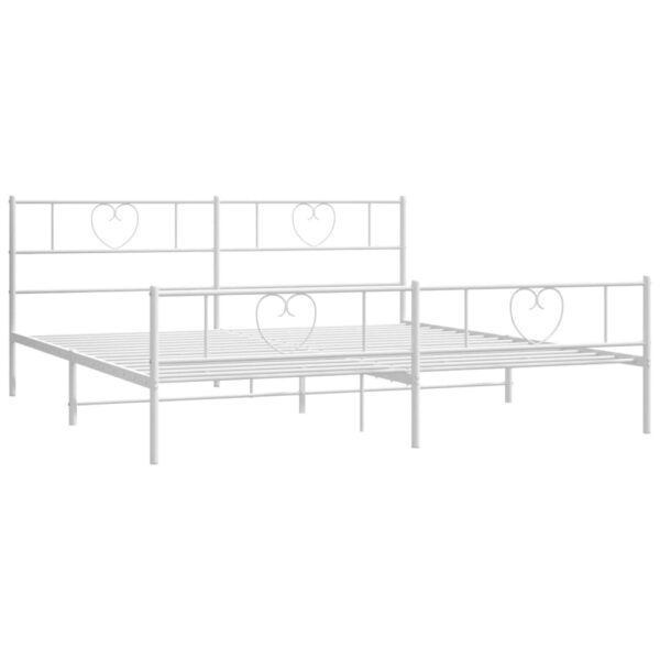 vidaXL Metal Bed Frame with Headboard&Footboard White 72"x83.9" California King - Image 5