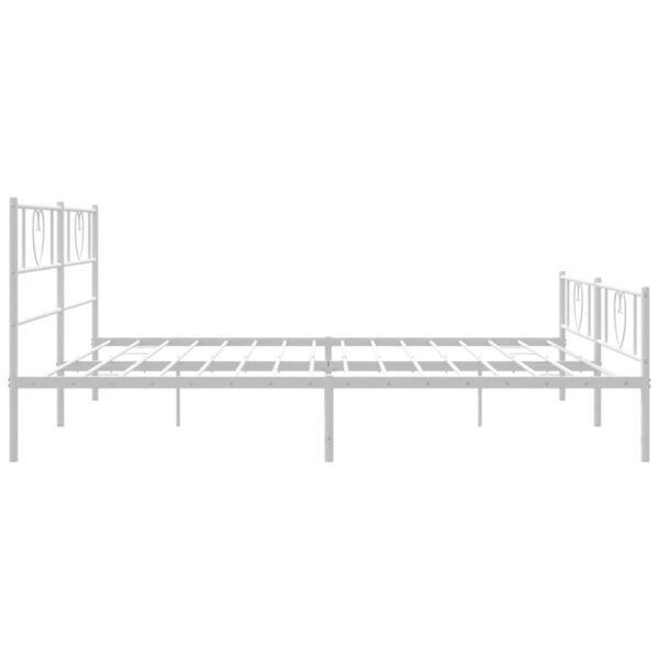 vidaXL Metal Bed Frame with Headboard&Footboard White 72"x83.9" California King - Image 6