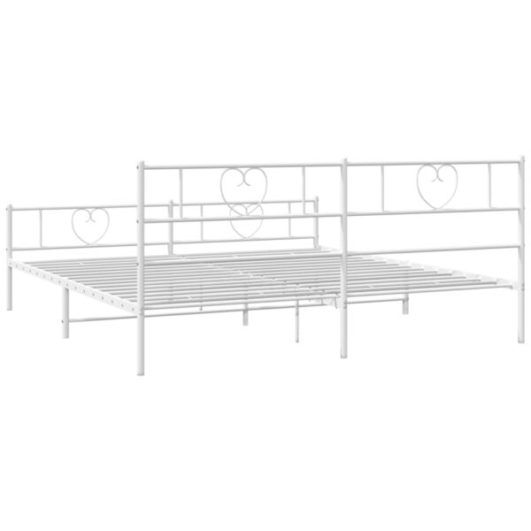 vidaXL Metal Bed Frame with Headboard&Footboard White 72"x83.9" California King - Image 7