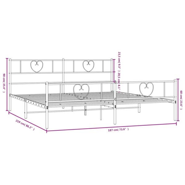 vidaXL Metal Bed Frame with Headboard&Footboard White 72"x83.9" California King - Image 9