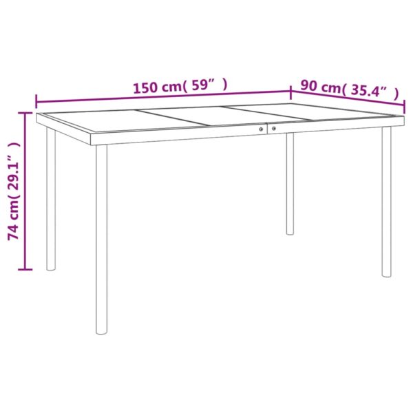 vidaXL 5 Piece Patio Dining Set Black Steel and Textilene - Image 7