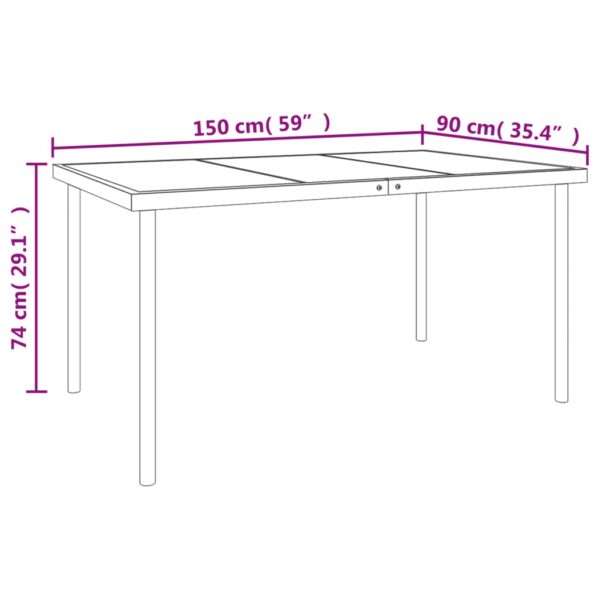 vidaXL 7 Piece Patio Dining Set Black Steel and Textilene - Image 7