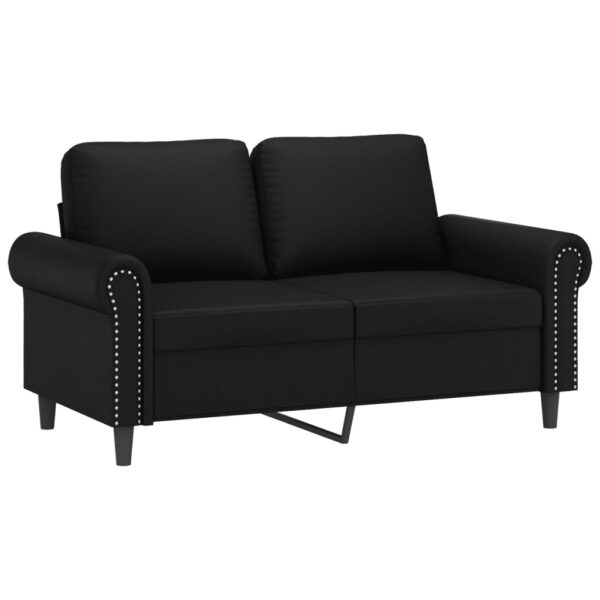 vidaXL 2-Seater Sofa with Throw Pillows Black 47.2" Faux Leather - Image 4