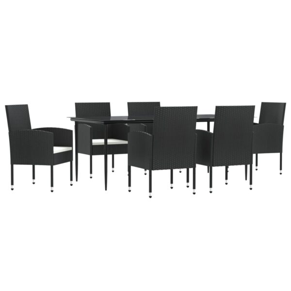 vidaXL 7 Piece Patio Dining Set Black Poly Rattan and Steel - Image 2