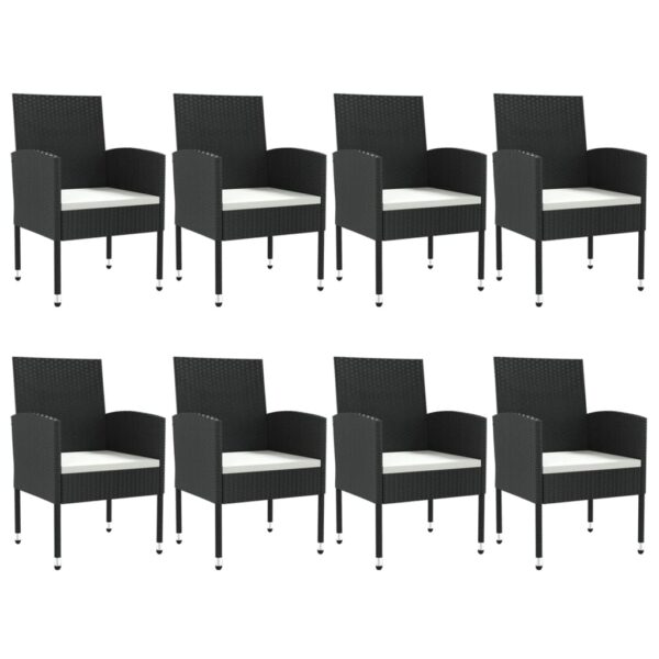 vidaXL 9 Piece Patio Dining Set Black Poly Rattan and Steel - Image 3