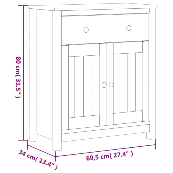 vidaXL Bathroom Cabinet BERG White 27.4"x13.4"x31.5" Solid Wood Pine - Image 8