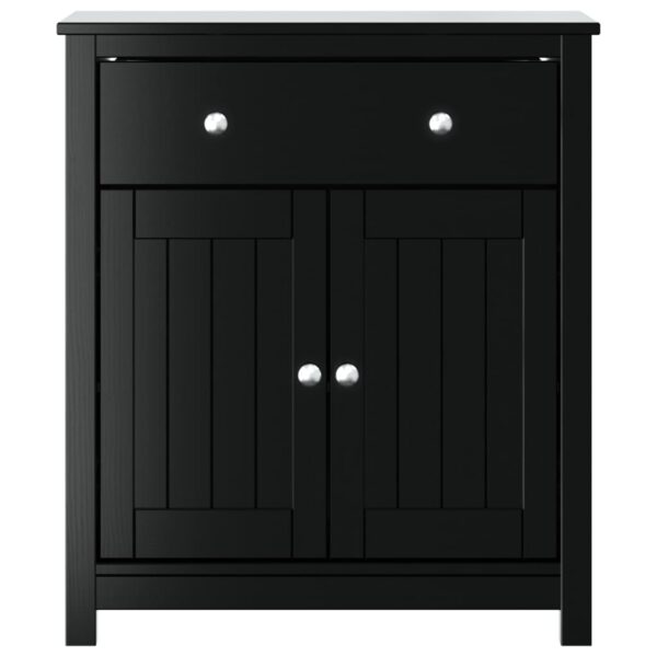 vidaXL Bathroom Cabinet BERG Black 27.4"x13.4"x31.5" Solid Wood Pine - Image 3